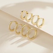 CZ Crystal Hoop Huggie Earrings Set - VEYAROSE