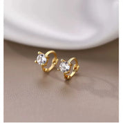 CZ Crystal Hoop Huggie Earrings - VEYAROSE