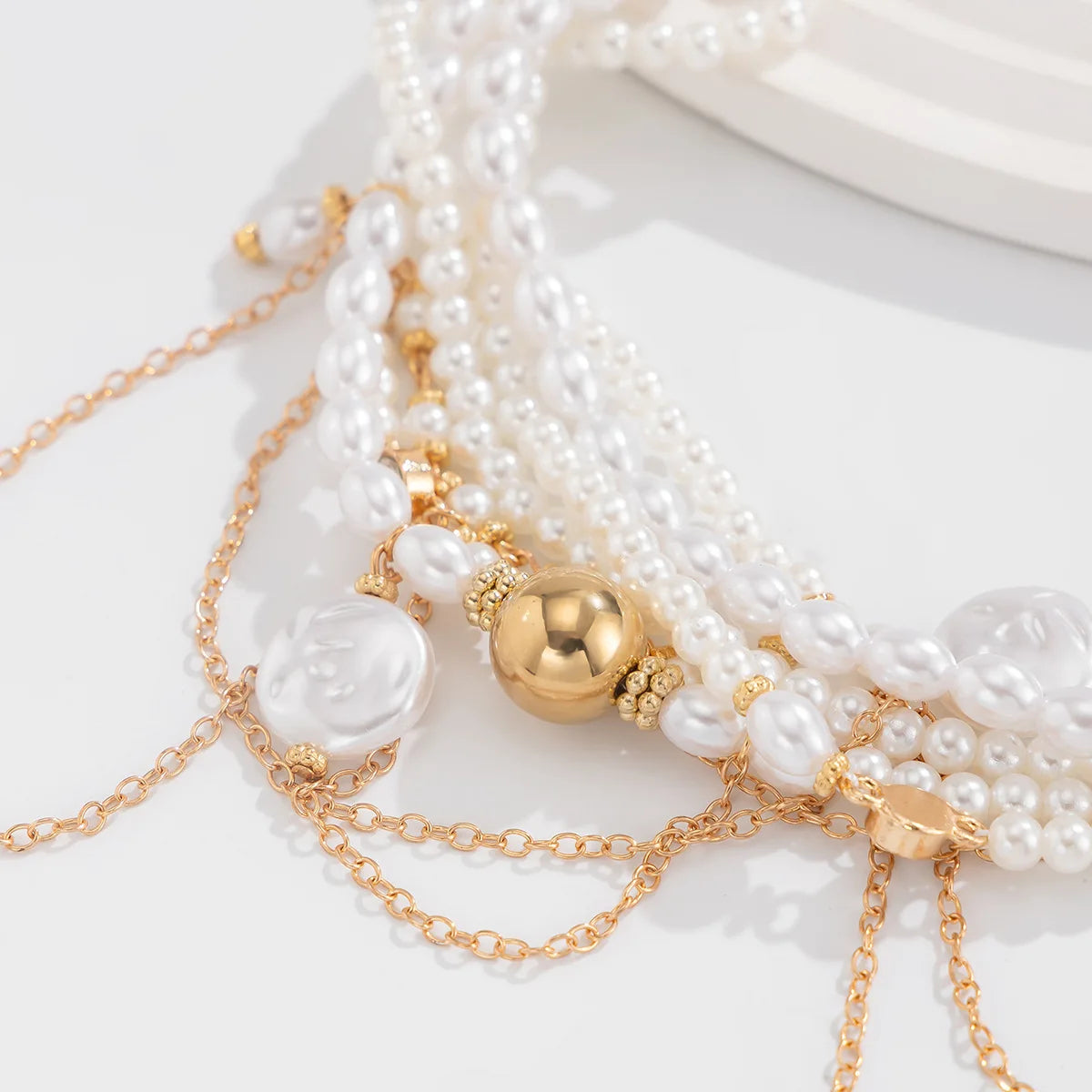 Pearl Beaded Tassel Necklace - VEYAROSE