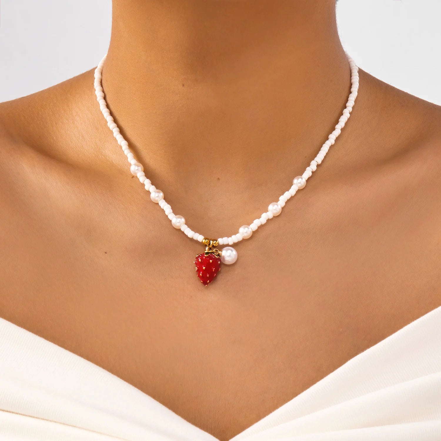 Heart Cherry Strawberry Choker Necklace - VEYAROSE