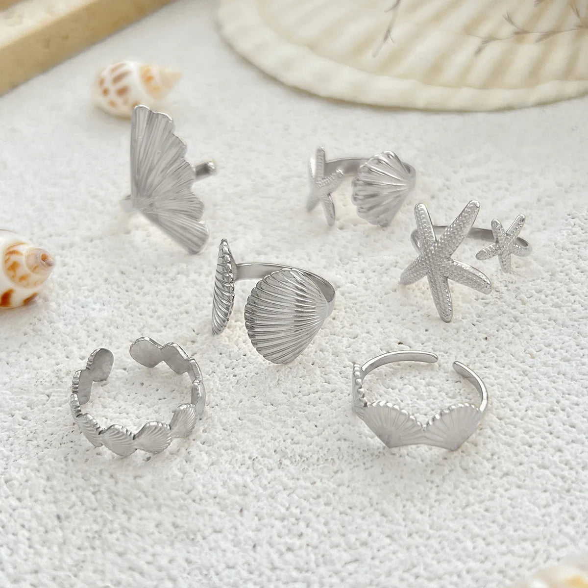 Shell Starfish Ocean Ring Set - VEYAROSE