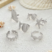 Shell Starfish Ocean Ring Set - VEYAROSE