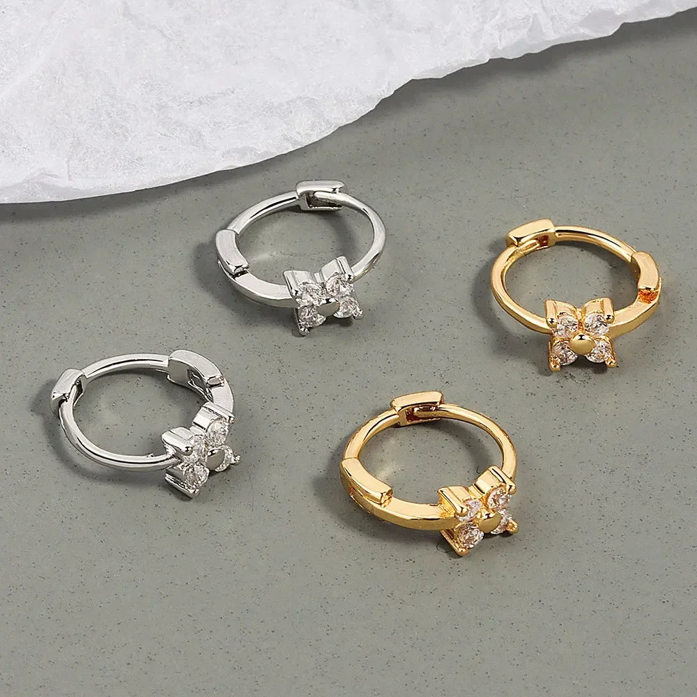 CZ Crystal Hoop Huggie Earrings - VEYAROSE