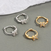 CZ Crystal Hoop Huggie Earrings - VEYAROSE