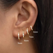 CZ Crystal Hoop Huggie Earrings Set - VEYAROSE