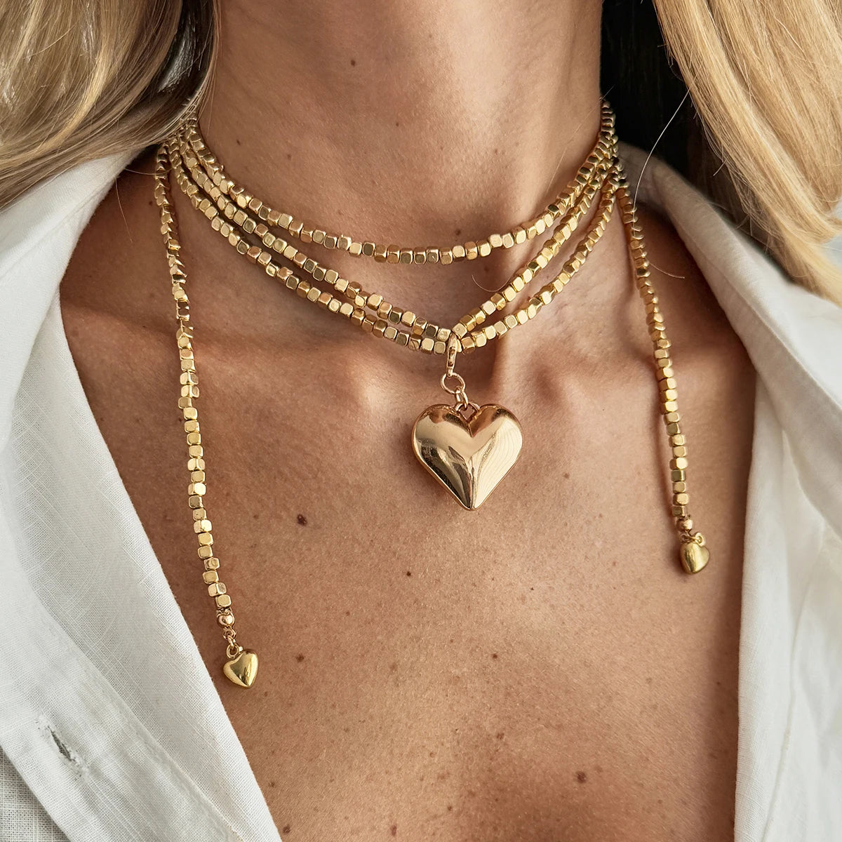 Heart Beaded Necklace - VEYAROSE