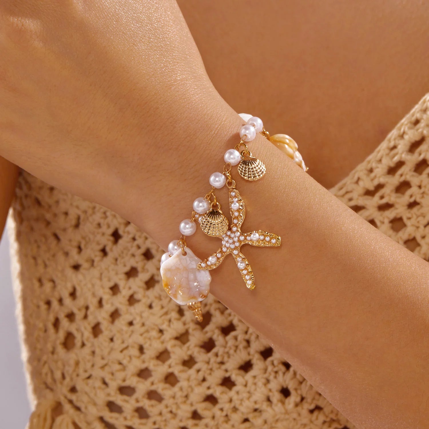 Pearl Shell Starfish Necklace - VEYAROSE