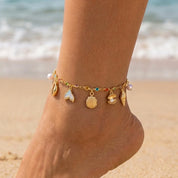Rhinestone Pearl Shell Anklet - VEYAROSE