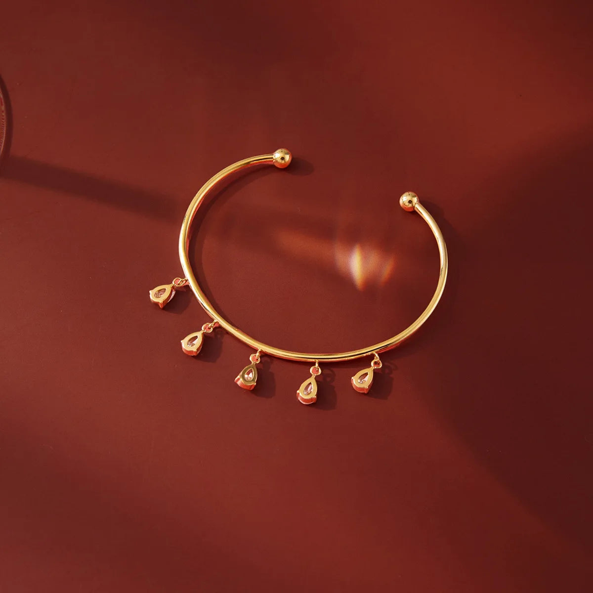 CZ Tassel Drop Bangle Bracelet - VEYAROSE