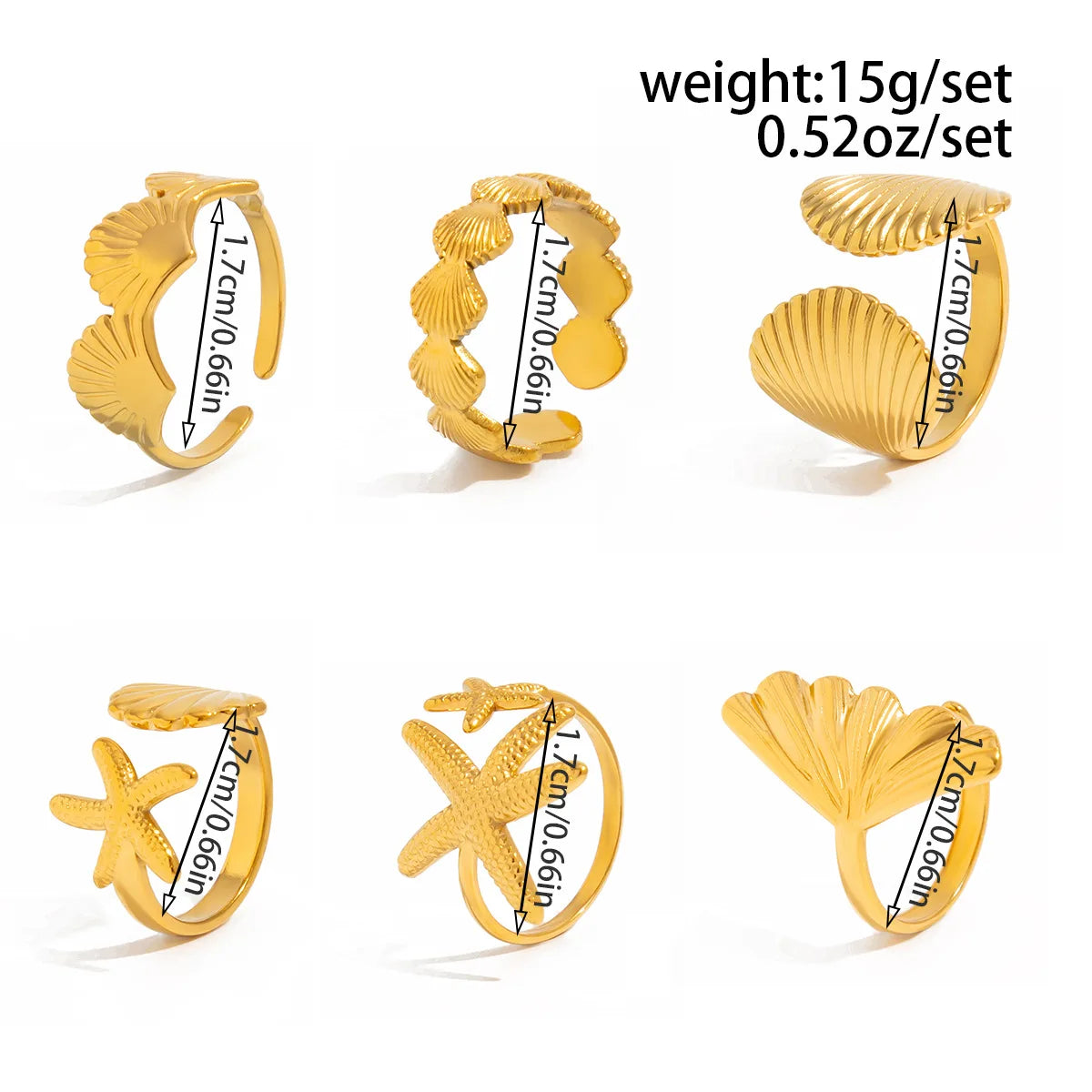 Shell Starfish Ocean Ring Set - VEYAROSE