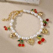 Heart Cherry Bow Bangle Bracelet - VEYAROSE