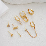 CZ Tassel Hoop Huggie Earrings Set - VEYAROSE