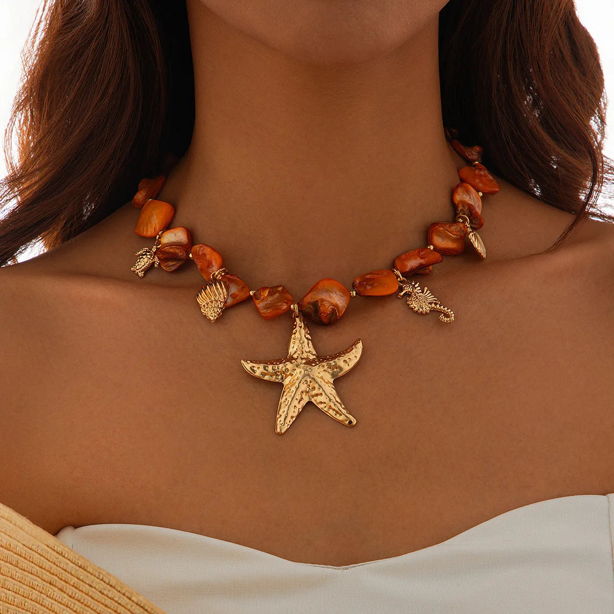 Shell Starfish Conch Necklace - VEYAROSE