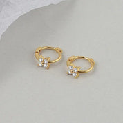 CZ Crystal Hoop Huggie Earrings - VEYAROSE