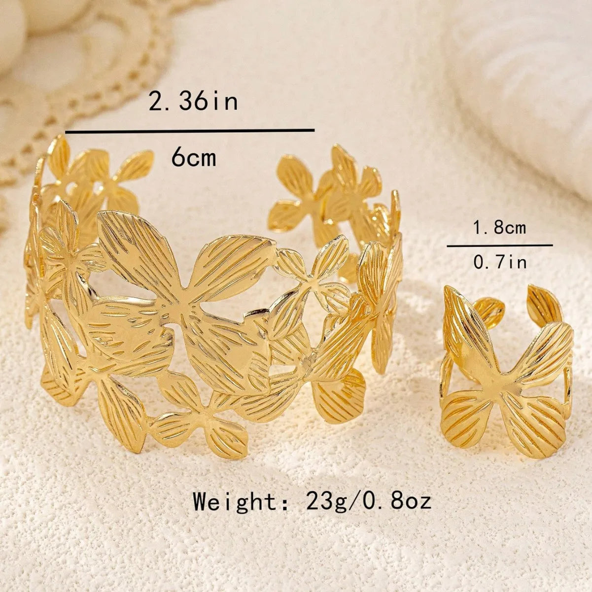 Flower Butterfly Ring Set - VEYAROSE