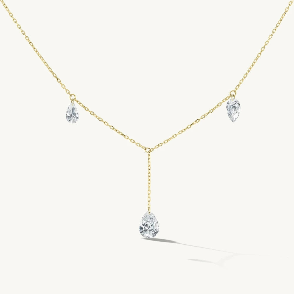 Crystal Tassel Teardrop Necklace - VEYAROSE