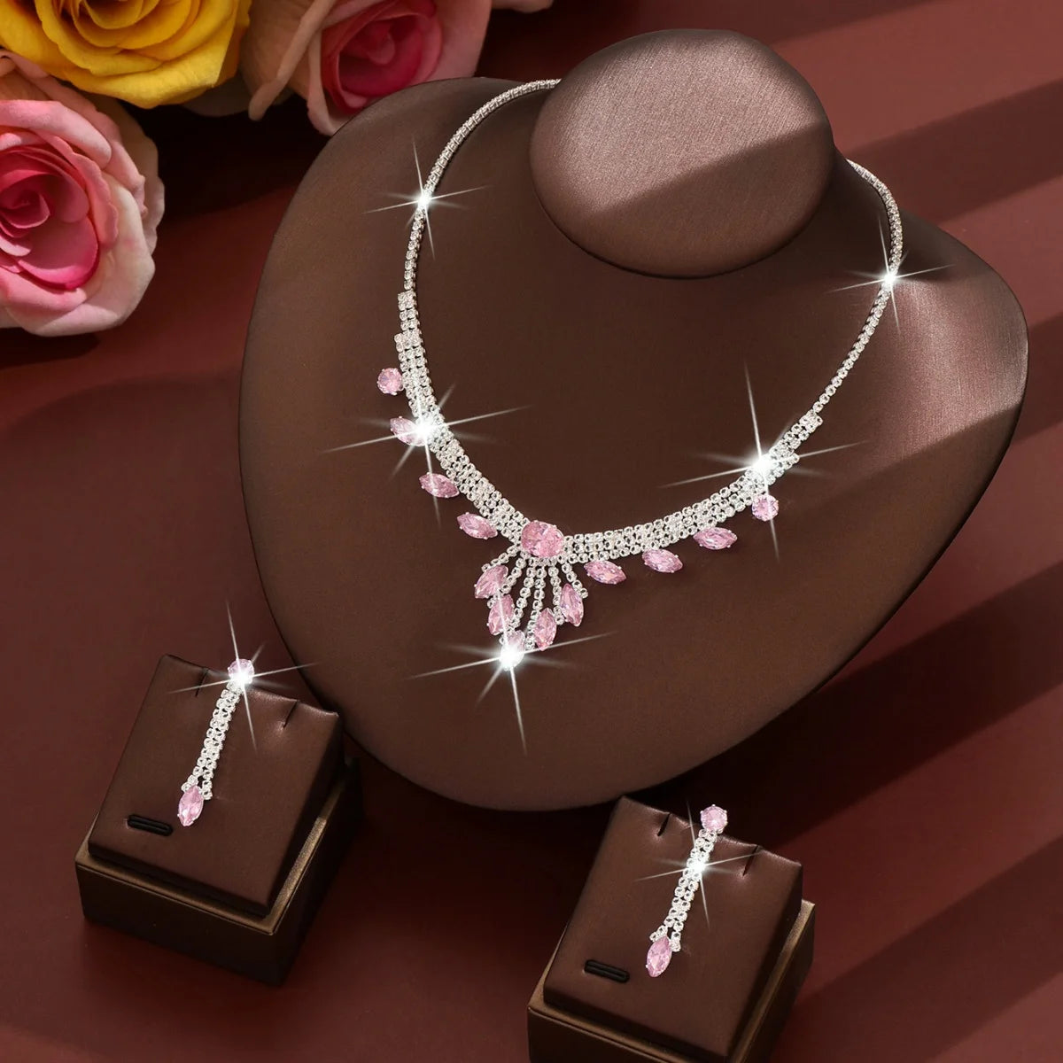 Rhinestone Drop Colorful Jewelry Set - VEYAROSE