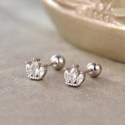 CZ Crystal Hoop Huggie Earrings - VEYAROSE