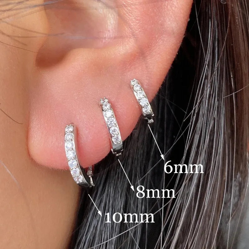 CZ Crystal Hoop Huggie Earrings Set - VEYAROSE