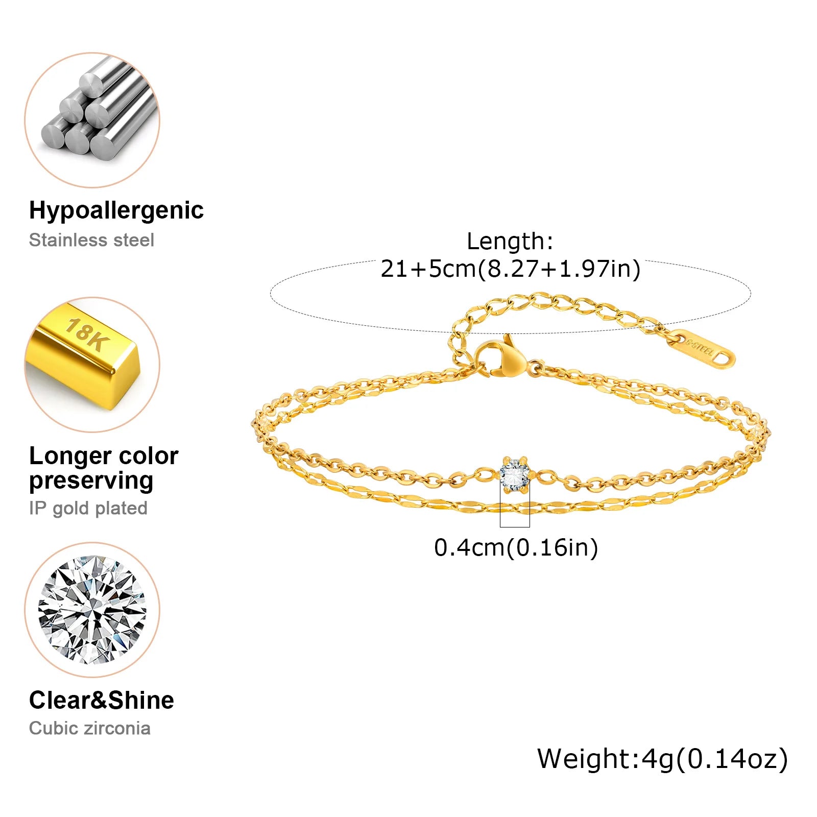 CZ Anklet - VEYAROSE