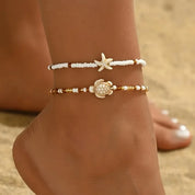 Starfish Turquoise Beaded Anklet - VEYAROSE