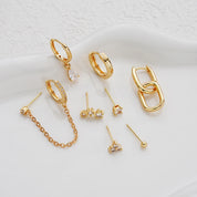 CZ Tassel Hoop Huggie Earrings Set - VEYAROSE