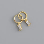 CZ Crystal Hoop Huggie Earrings - VEYAROSE
