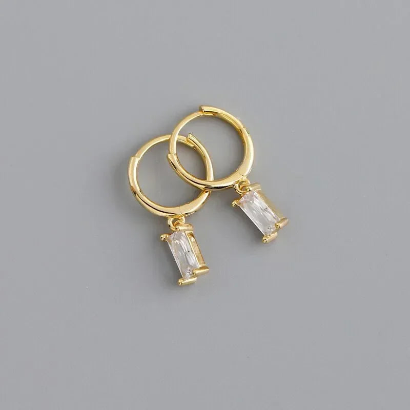 CZ Crystal Hoop Huggie Earrings - VEYAROSE