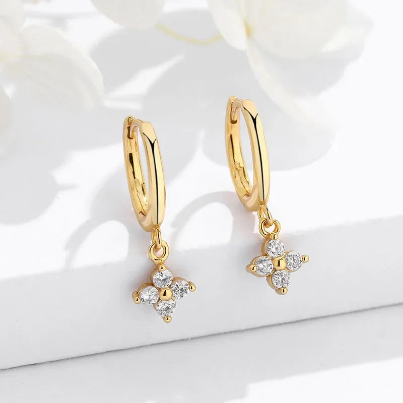 CZ Crystal Hoop Huggie Earrings - VEYAROSE