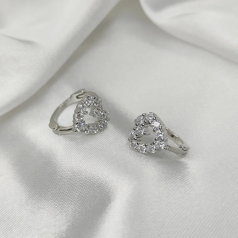 CZ Crystal Hoop Huggie Earrings - VEYAROSE