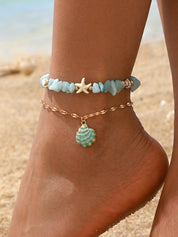 Shell Starfish Organic Anklet - VEYAROSE