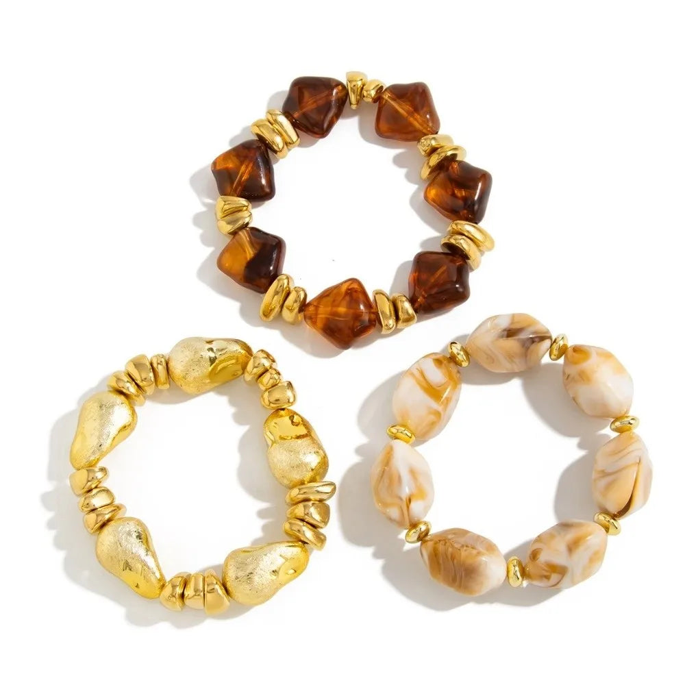 Beaded Resin Organic Bangle Bracelet Set - VEYAROSE