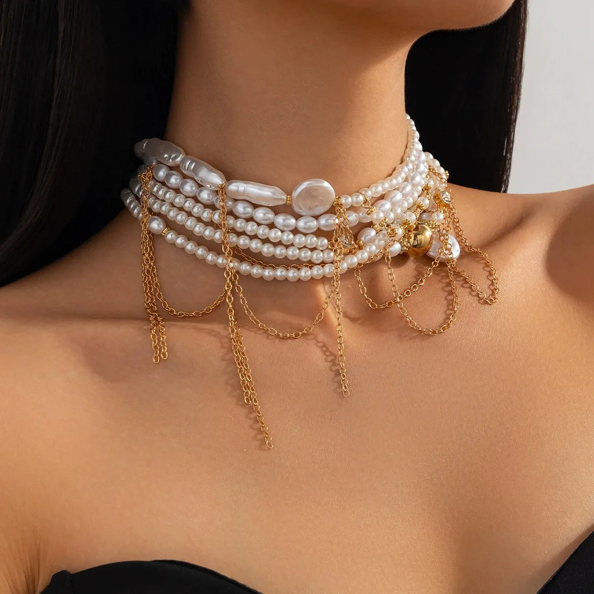 Pearl Beaded Tassel Necklace - VEYAROSE