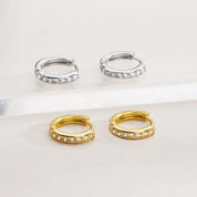 CZ Crystal Hoop Huggie Earrings Set - VEYAROSE