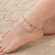 Evil Eye Beaded Blue Anklet - VEYAROSE