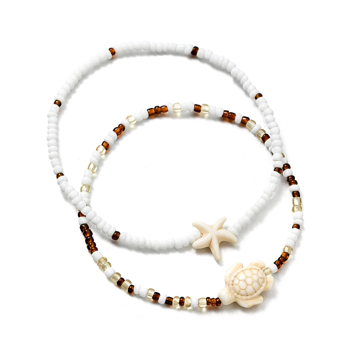 Starfish Turquoise Beaded Anklet - VEYAROSE