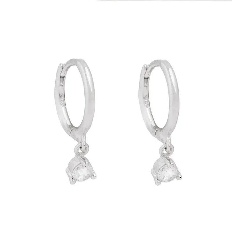 CZ Crystal Hoop Huggie Earrings - VEYAROSE
