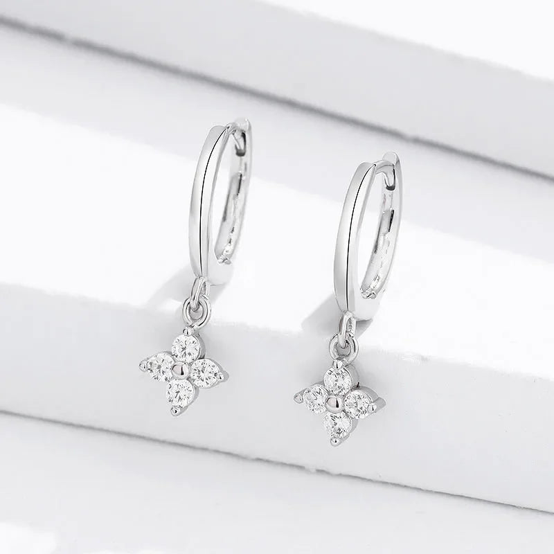 CZ Crystal Hoop Huggie Earrings - VEYAROSE