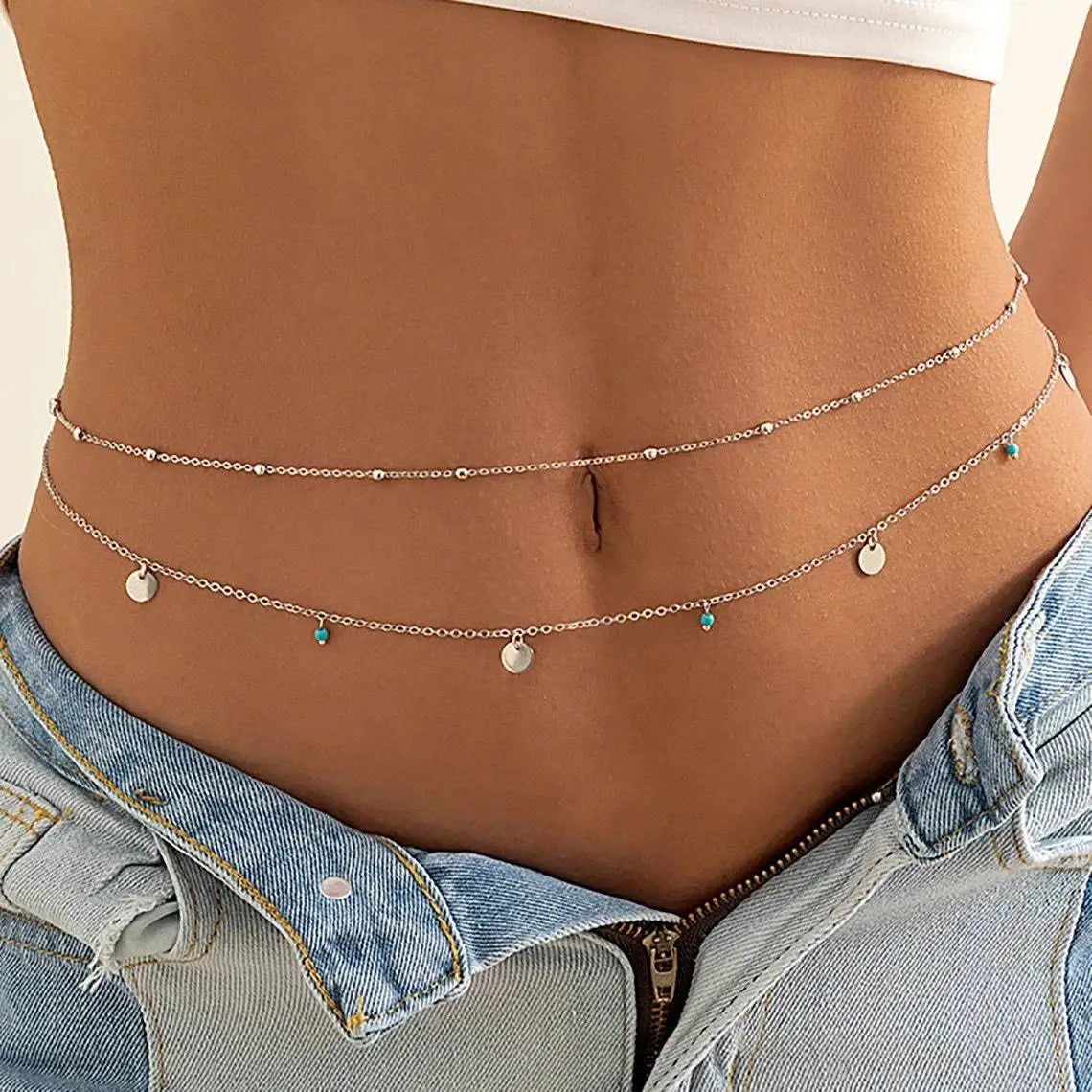Turquoise Tassel Body Chain - VEYAROSE