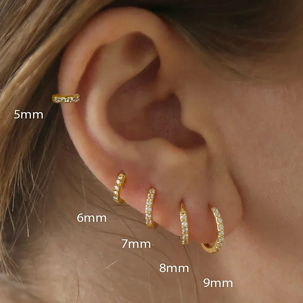 CZ Crystal Hoop Huggie Earrings Set - VEYAROSE