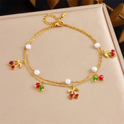 Pearl Cherry Anklet - VEYAROSE