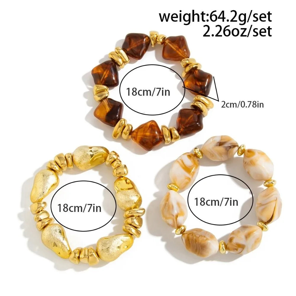 Beaded Resin Organic Bangle Bracelet Set - VEYAROSE