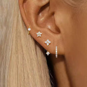 Crystal Flower Hoop Earrings Set - VEYAROSE
