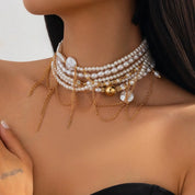 Pearl Beaded Tassel Necklace - VEYAROSE