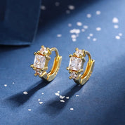 CZ Crystal Hoop Huggie Earrings - VEYAROSE