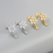 Flower Hoop Huggie Earrings Set - VEYAROSE