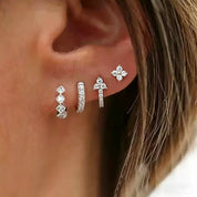 Crystal Flower Hoop Earrings Set - VEYAROSE