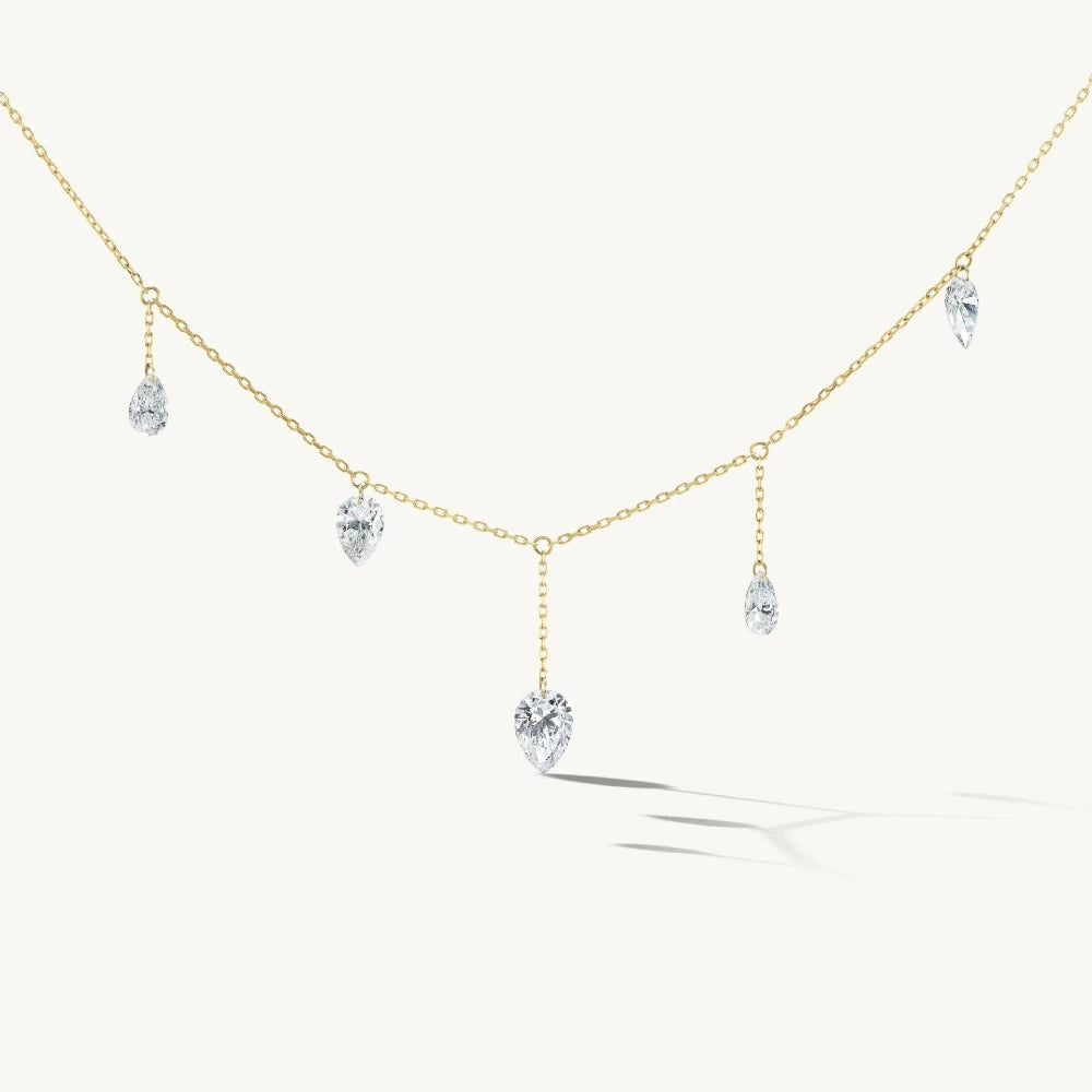 Crystal Tassel Teardrop Necklace - VEYAROSE