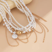 Pearl Beaded Tassel Necklace - VEYAROSE