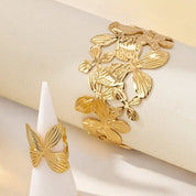 Flower Butterfly Ring Set - VEYAROSE